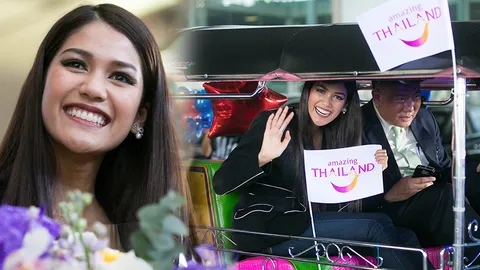 ต้อนรับ 'น้องแนท' กลับบ้าน แห่ตุ๊ก ตุ๊ก ปังมาก! ปัดเซ็นสัญญานางแบบโลก