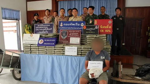 นรข.นครพนมจับกัญชาลอตใหญ่กว่า 10 ล้าน ขนใส่เรือกีบข้ามโขง