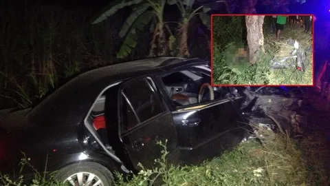 เซ่นโค้งมรณะ! จยย.หนุ่มเทคนิคชุมแพ ชนเก๋งสวนทาง กระเด็นฟาดต้นไม้ดับ