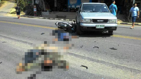 จยย.ซ้อนสามประสานงากระบะกลางถนน ชายเมืองน่าน ดับรวด 3 ศพ