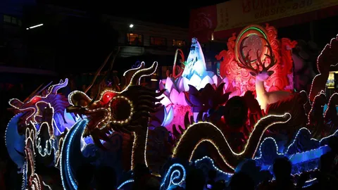 นทท.แห่ชมขบวนแห่กลางคืนเทศกาลตรุษจีนปากน้ำโพ จ.นครสวรรค์