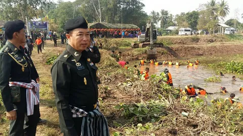 ทหารกําจัดวัชพืช รับมือนํ้าโขงแห้ง