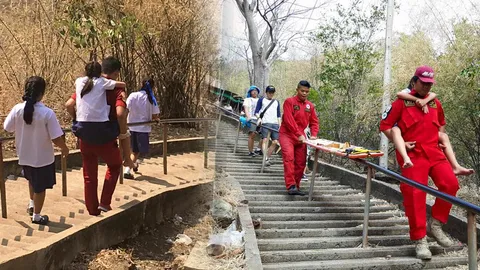 ใจหล่อมาก! ชื่นชมกู้ภัยช่วยนร.ตกบันได ขึ้นไปช่วยแบกลงมา 1,800 ขั้น