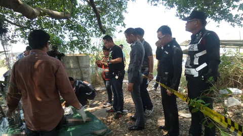 พบศพหนุ่มใหญ่ถูกฟัน ลอยอืดคลองที่สมุทรสาคร เปิดวงจรปิดล่าคนร้าย
