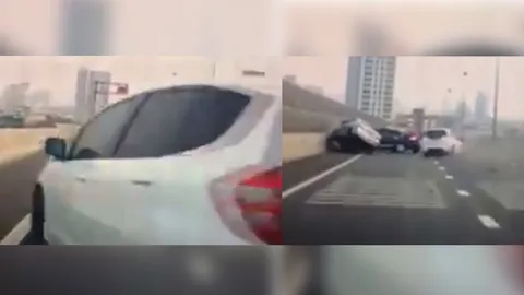 เสียววาบ! เก๋งชนสนั่นสะพานภูมิพล เพื่อนร่วมทาง 2 คันไม่รู้อิโหน่อิเหน่โดนหางเลข