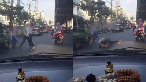 อารมณ์ร้อน! คลิปรถเบนซ์ ปะทะ จยย. ต่อยกันนัวกลางถนน 