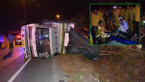 เคราะห์ร้าย ช่างอ้วน ปะยาง 24 ชม. แม่แรงล้ม หกล้อพลิกทับดับคาที่