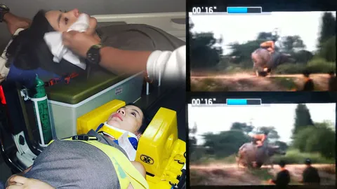 ใบเตย ปลอดภัย! ตกควายเชือกจูงรัดคอลากต่อ! หวั่นแม่นากเฮี้ยน! (ชมคลิป)