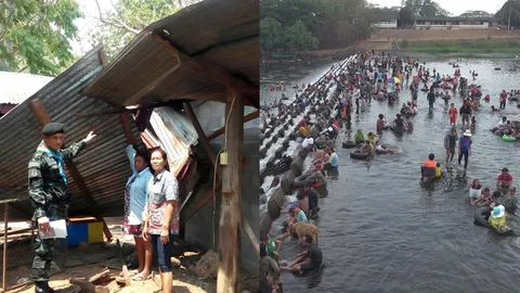 พายุถล่ม 2 ตำบลบ้านพังนับร้อย-แห่เล่นน้ำคลายร้อน