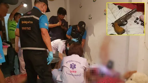 ง้อเมียไม่สำเร็จ วิศวกรยิงล้มในห้องน้ำ คิดว่าตายจ่อขมับตัวเองดับ 