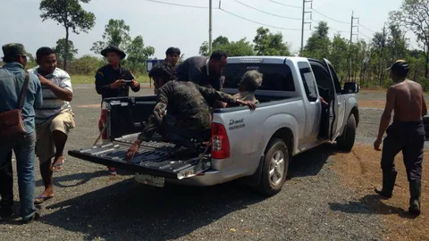 ฝืนเข้าเขตอันตรายหาของป่า หนุ่มเหยียบกับระเบิดข้อเท้าซ้ายขาด