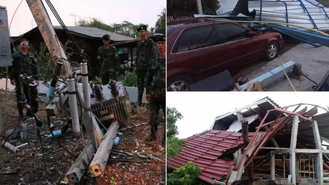 ฤทธิ์พายุ! กำแพงเพชร เสาไฟฟ้าล้มเกือบ 20 ต้น-เชียงใหม่ บ้านพังทั้งหลัง