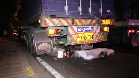 สาวขี่จยย.เสยท้าย พ่วง 18 ล้อ จอดยางแตกริมทาง ดับคาที่