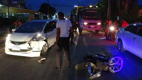 เก๋ง อ้าง เบรกไม่ทัน ชนรถ จยย. พนง.เก็บค่าไฟเจ็บสาหัส ที่สงขลา