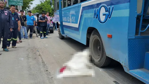 เมล์วัดสิงห์-บางแค ย่านฝั่งธนฯ ทับหนุ่มส่งเอกสารดับคาที่