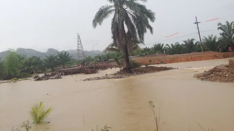 ฝนถล่มกระบี่! สะพานขาดกว่า 20 เมตร น้ำท่วมทะลักสวนชาวบ้าน 300 ไร่