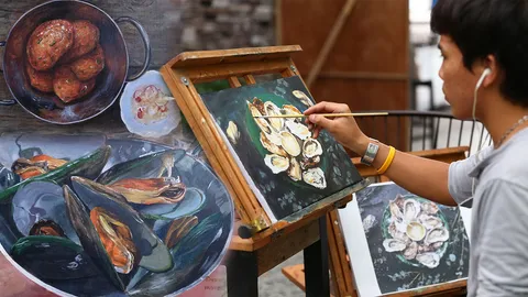 เหมือนซะจนพี่ขยี้ตา! เด็กเพาะช่าง จับพู่กันวาดภาพอาหารมองนานน้ำลายไหล