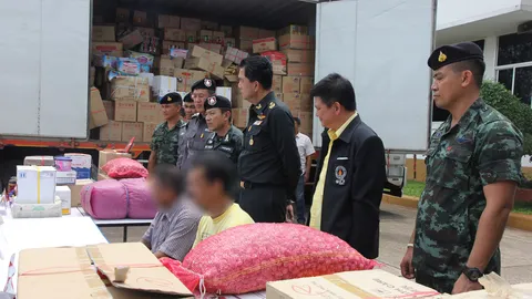 จับรถบรรทุก ลอบขนสินค้าหนีภาษี จากสงขลาไปส่งนครปฐม