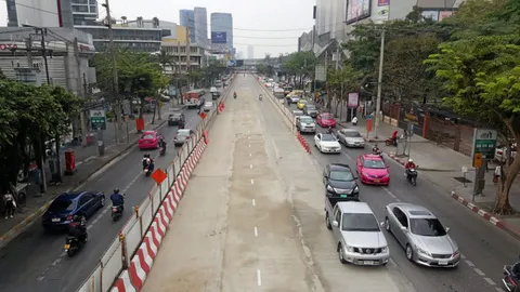 แจ้งเบี่ยงจราจร ถ.พหลโยธิน 15-17 ก.ค. วางท่อใต้ดินรถไฟฟ้าสายสีเขียว