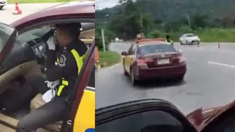 สายแร็ป! ตร.ทางหลวงโชว์ลีลาพากย์ เร่งความเร็วรถช่องทางพิเศษ