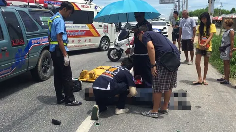 รถเฉี่ยว จยย. นศ.เทคนิค สัตหีบ เสียหลักเสยท้ายพ่วงดับ