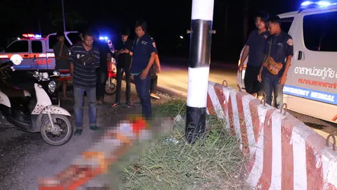 หนุ่มบางปะกง จยย.ชนแบริเออร์ หน้าผากยุบ-ขาหักดับคาที่ คาดเมา