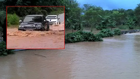 จ.ตรัง ฝนตกหนัก-น้ำป่าเอ่อท่วม ถนนอัมพาต รถเล็กไม่สามารถสัญจร
