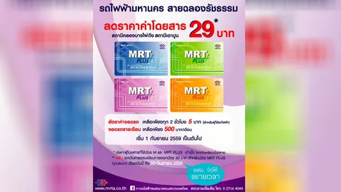 รฟม. ชวนใช้บัตร MRT Plus สะดวกเดินทางรถไฟฟ้าสายสีม่วง-น้ำเงิน