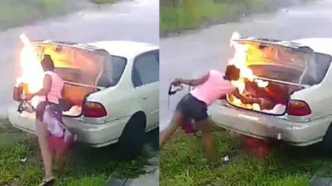 รวบสาวมะกันวางเพลิงรถเก๋ง แก้แค้นแฟนเก่า แต่เกิดโอละพ่อ! เผาผิดคัน