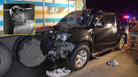 'ปาล์ม ทิชากร' โปรกอล์ฟวัย 22 ขับฟอร์จูนเนอร์ชนท้ายสิบล้อดับ แม่เจ็บ