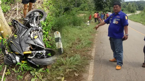 หนุ่มชัยภูมิชะตาขาด ควบM-SLAZ คันใหม่กลับจากทุ่งลุยลาย แหกโค้งคอหัก