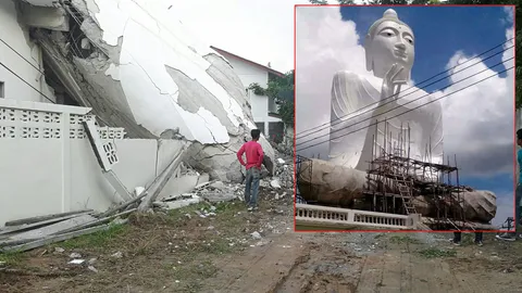 ถูกฟ้าผ่า พระสูง9ชั้น พังถล่ม