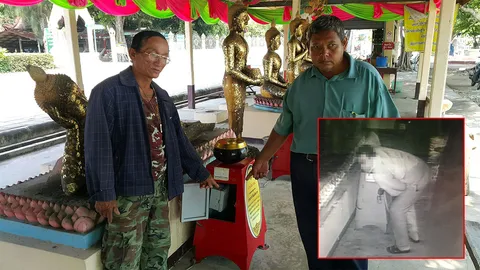 โจรย่องเบายามวิกาล งัดตู้บริจาค วัดดังสุพรรณบุรี กวาดเงินกว่า 4 พัน 