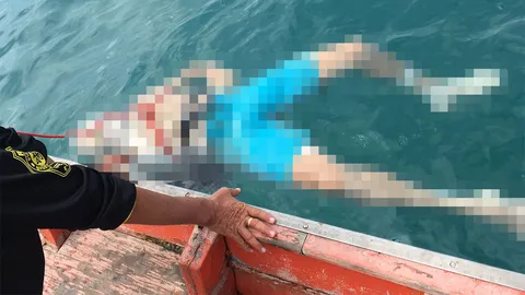 ศพฝรั่งอืดทะเลพะงัน พบสะพายเป้ถ่วงหิน 5 ก้อน ตร.ไม่ฟันจมเองหรือถูกฆ่า