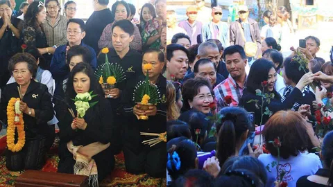 'ย่ิงลักษณ์' ล่องชัยภูมิ ขอพรเจ้าพ่อพญาแล มวลชนแห่มอบดอกไม้ตรึม