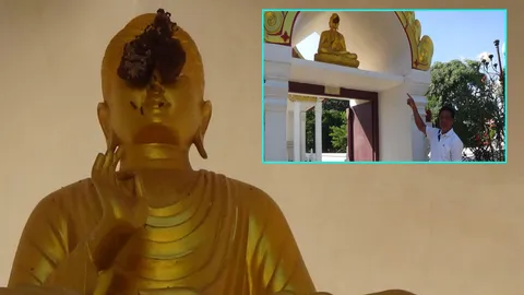 แปลก!! แตนทำรังปิดตาพระพุทธรูปวัดอ่างทอง ไล่ไปก็มาอีก ต่อยพระกระเจิง
