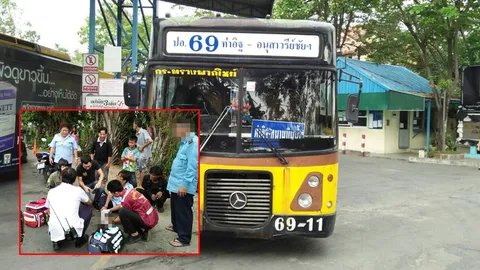 โชเฟอร์รถเมล์สาย 69 เลี้ยวรถเข้าอู่ ล้อทับเท้ากระเป๋ากระดูกแตก 2 ข้าง