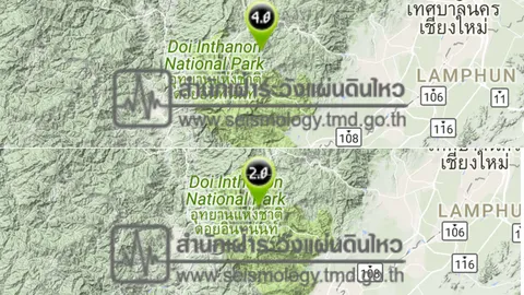 เกิดแผ่นดินไหว ขนาด 4.0 ที่แม่วาง ไล่เลี่ยกัน ที่จอมทอง 2.0
