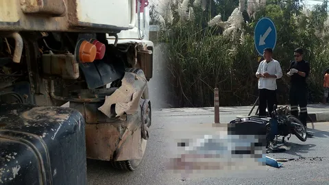 นศ.เทคนิคเชียงรายขี่ จยย.อัดท้าย 10ล้อ ถูกคมบังโคลน บาดคอดับคาที่