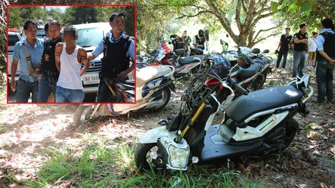 คนจันท์ปรบมือ! ตร.ใช้เวลาไม่ถึง 24 ชม.รวบแก๊งลักจยย. 10 คันในคืนเดียว