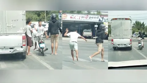 ไม่รู้เป็นมายังไง! หนุ่มกระบะส่งของมีเรื่อง จยย. สุดท้ายเผ่นกระเจิง (ชมคลิป)