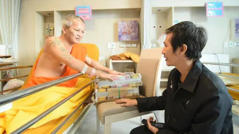 นักข่าวนำไทยรัฐฉบับพิเศษ 100 ฉบับ ถวายพระสงฆ์อาพาธ ที่ รพ.จุฬาฯ 