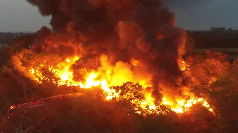 ไฟลามทุ่ง ทำเพลิงไหม้โกดังรับซื้อของเก่าที่ปราจีนบุรี คาดเสียหาย 3ล้าน