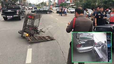 สารวัตรเอก ใจเด็ด! โดดขึ้น จยย.พ่วงข้าง ถูกเหวี่ยงร่วงเจ็บ (ชมคลิป)