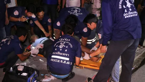 โชเฟอร์สิบล้อเฉี่ยวจยย.หนุ่มกู้ภัยแปดริ้วเจ็บหนักก่อนดับไฟหน้ารถขับหนี