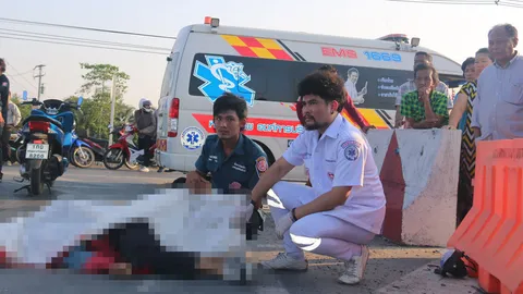 วิ่งซ้ายเจอรถบัส เด็กเทคนิคอยุธยา เอ็มเอสเอ็กซ์ชนล้มหัวฟาดตายคาที่ 