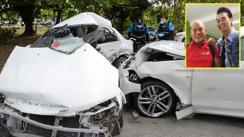 ตลกโหน่งพาลูกขอขมาศพ หลังขับบีเอ็มฯขยี้เก๋งตัดหน้า! คนขับตายคาที่