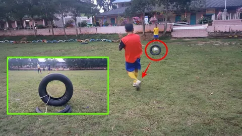 ใครแม่นรูมาเลย ทีมเด็กบ้านนอก ท้าดวลยิงประตู "ยางล้อรถยนต์"