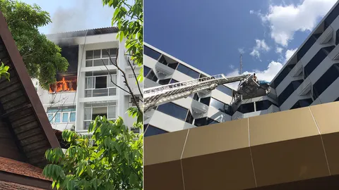 แขกหนีตายอลหม่าน ไฟไหม้ห้องเก็บเอกสาร โรงแรมดังเมืองศรีสะเกษ 