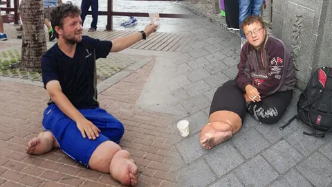 ยังไม่เลิก! ฝรั่งเยอรมันขาโต โผล่ขอทานโอซาก้า บอกชีวิตดีมีความสุขมากๆ